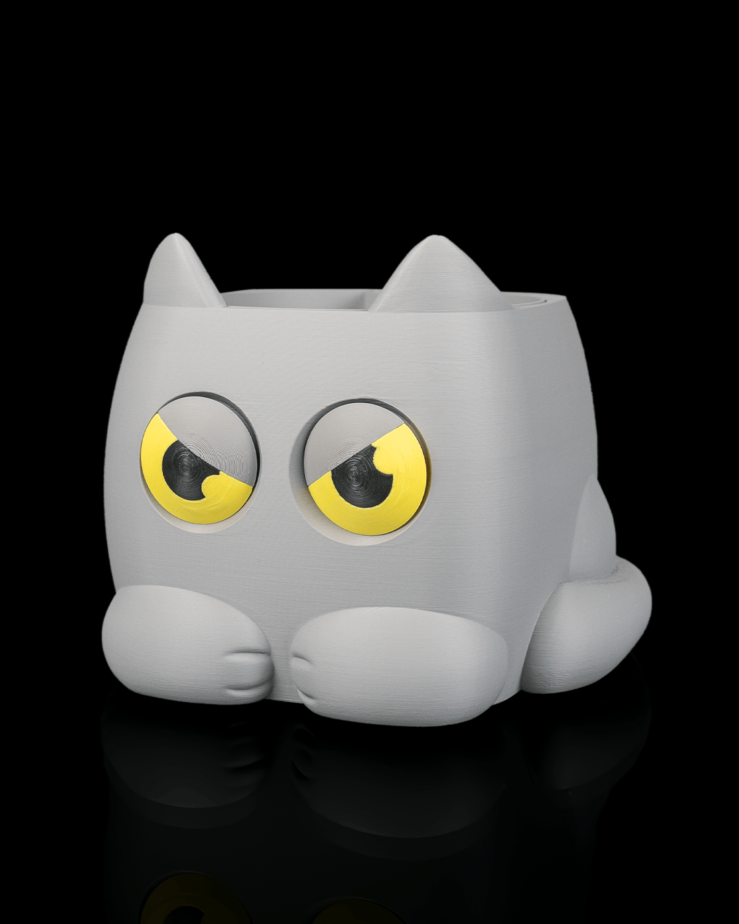 Grumpy Kitty Planter — composición con planta